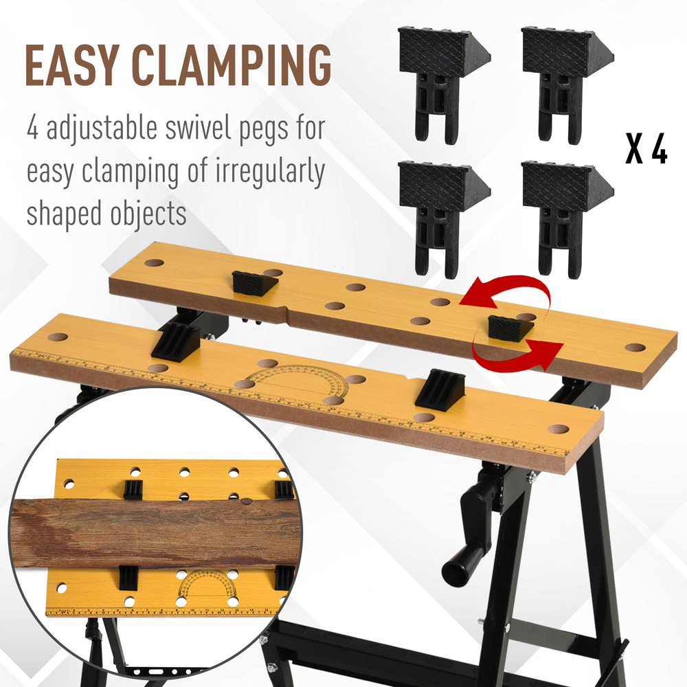 DURHAND 4-in-1 Black Foldable Work Bench with Adjustable Saw Image 7