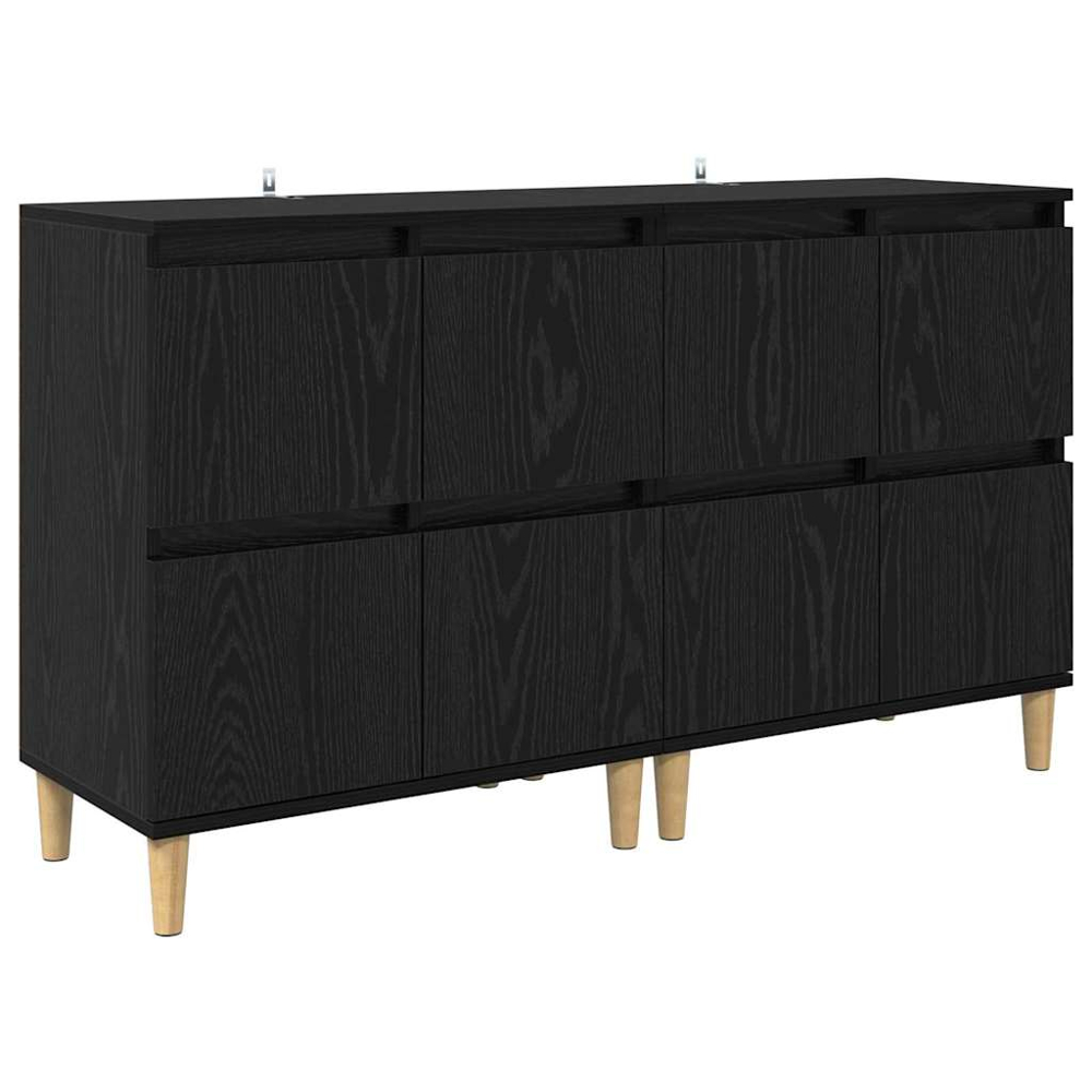 vidaXL 4 Door Black Oak Sideboard Set of 2 Image 5
