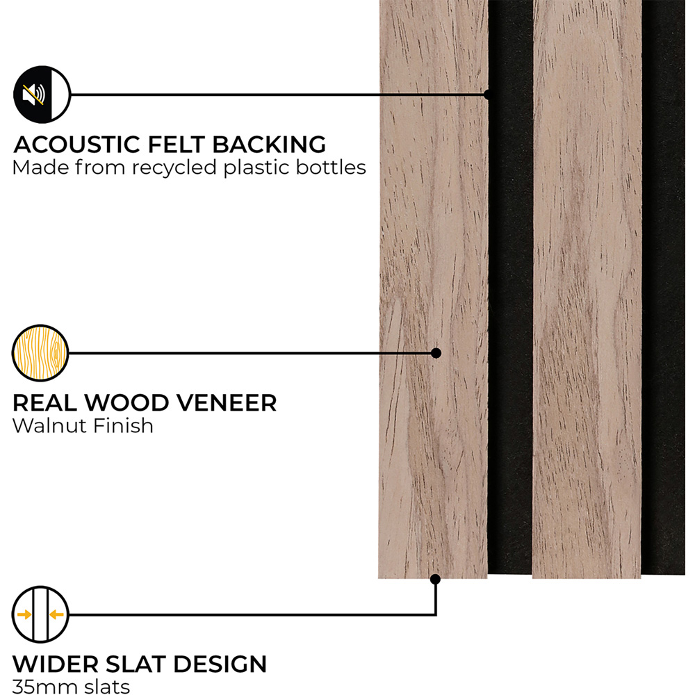 Fuse Acoustic Walnut Effect Wooden Wall Panel 2.4 x 0.6m Image 6