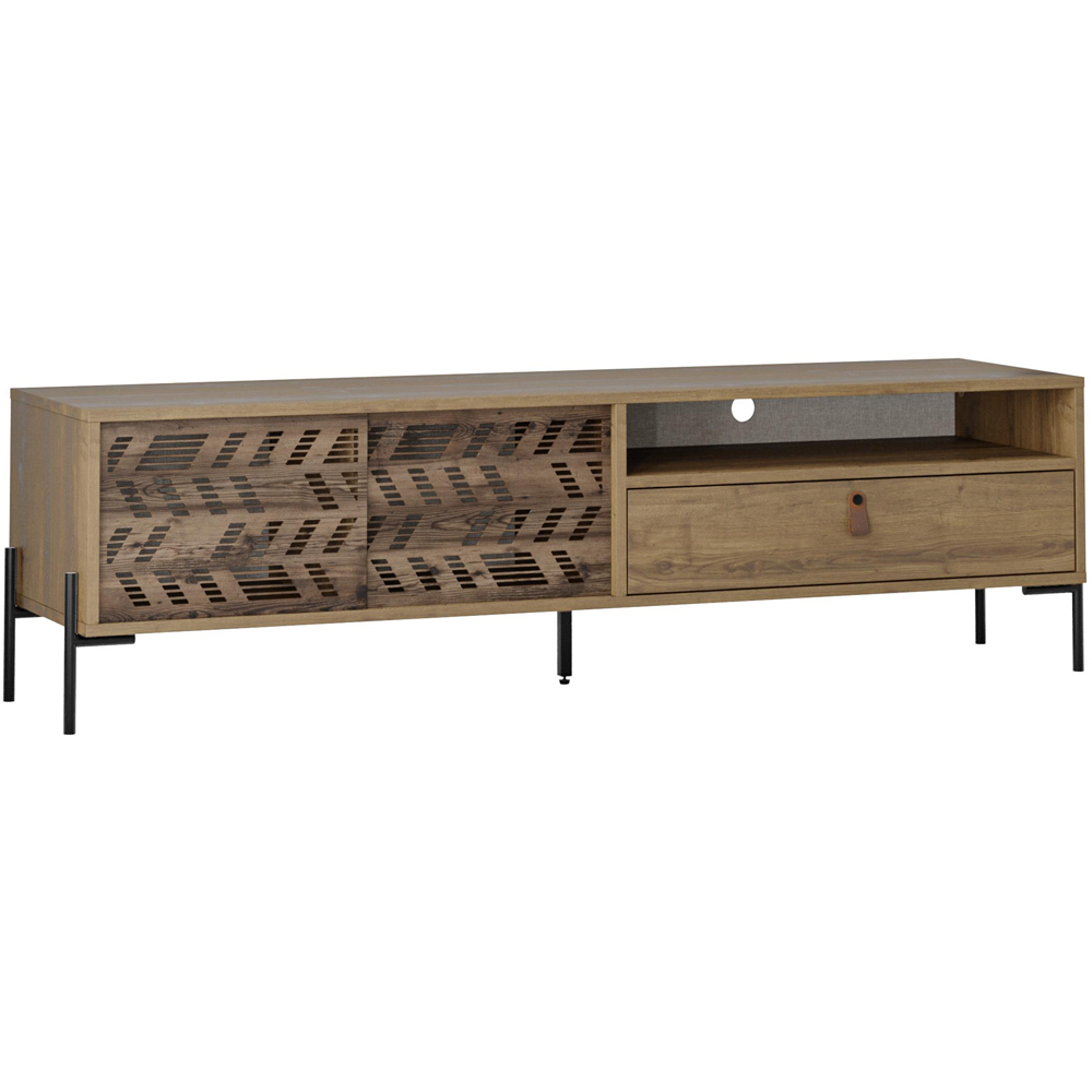 Decortie Dionysos 2 Door Single Drawer Single Shelf Dark Oak Effect TV Stand Image 2