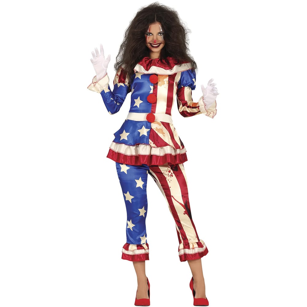 Fiestas Guirca Red and Blue Patriot Clown Halloween Costume Medium 38 to 40 Years Image 1