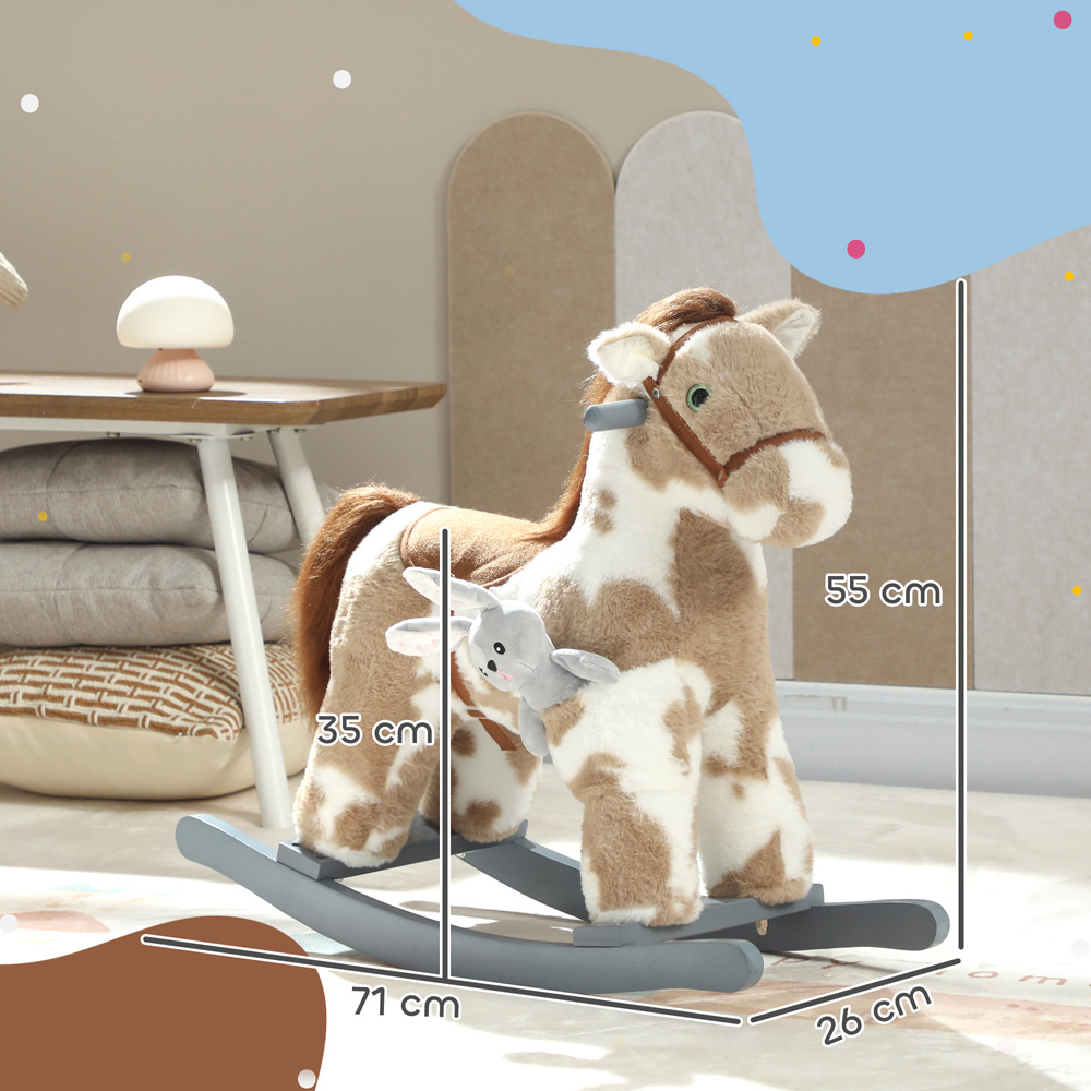 Tommy Toys AIYAPLAY Kids Brown Ride On Rocking Horse with Interactive Sounds and Rabbit Doll Image 9