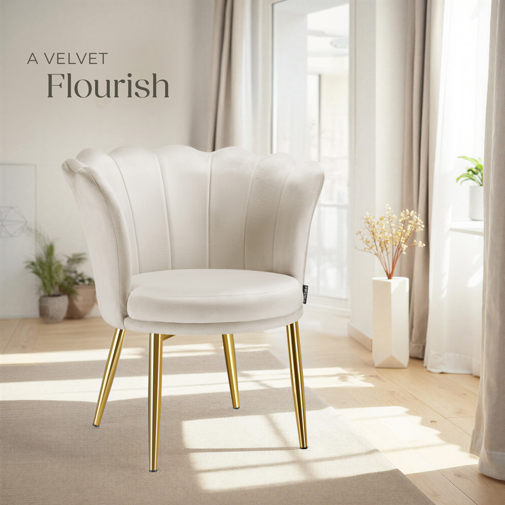tectake Stella Cream and Gold Velvet Padded Armchair Image 8