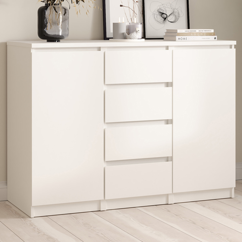 Florence Naia 2 Door 4 Drawer White Sideboard Image 1