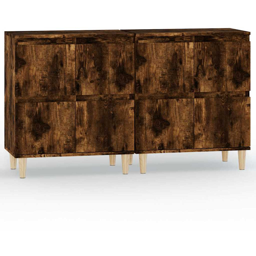 vidaXL 4 Door Smoked Oak Sideboard Set of 2 Image 2