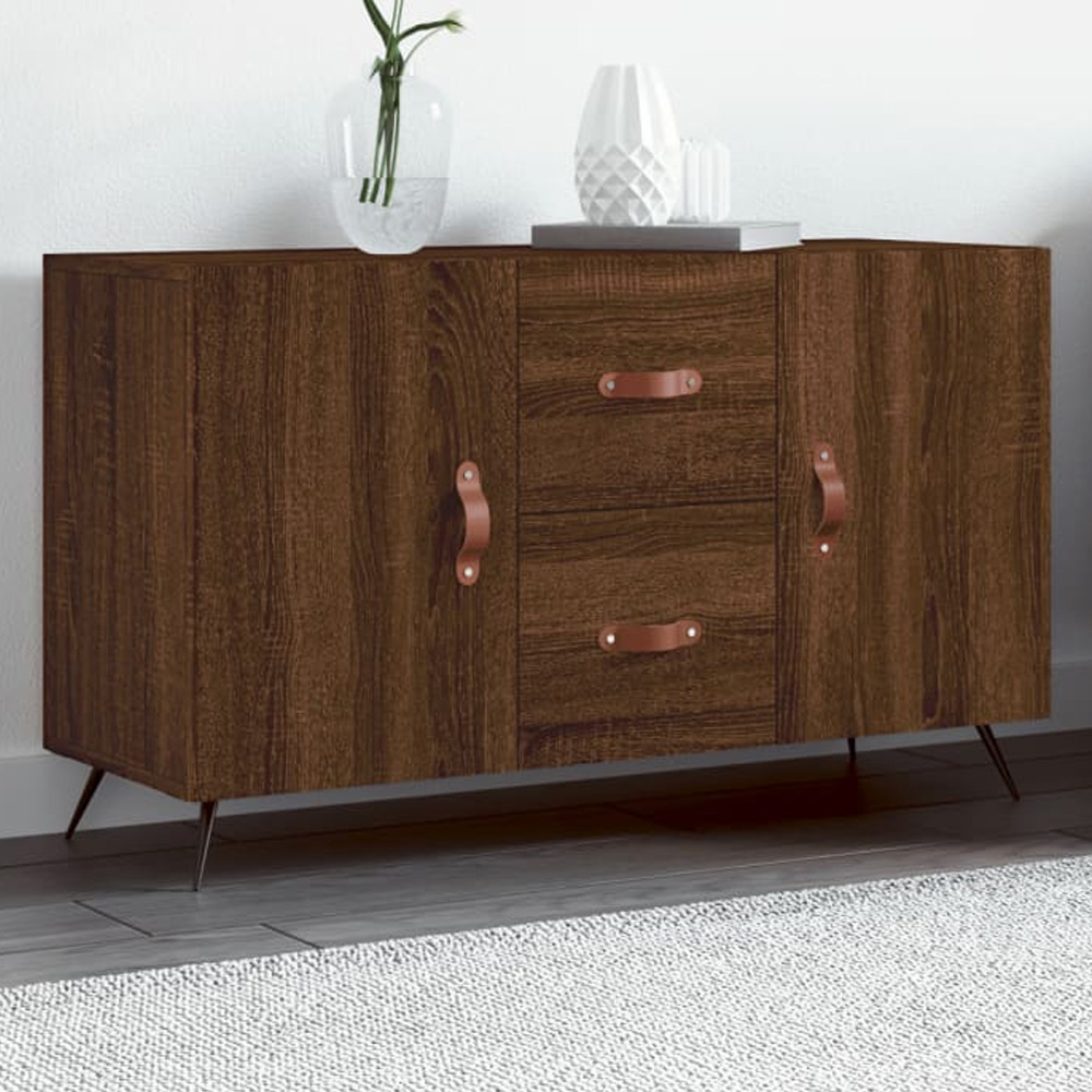 vidaXL 2 Door 2 Drawer Brown Oak Sideboard Image 1