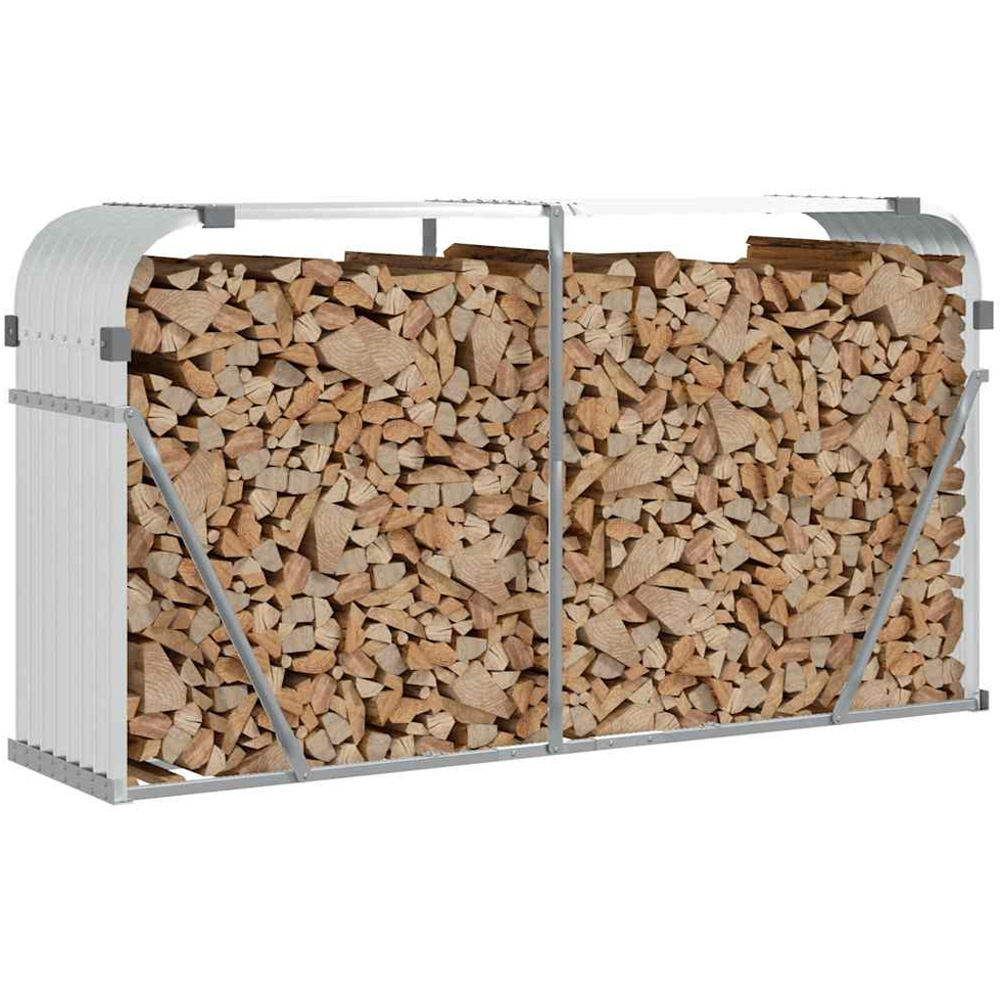 vidaXL Silver Galvanised Steel Firewood Log Holder 100 x 180 x 45cm Image 2