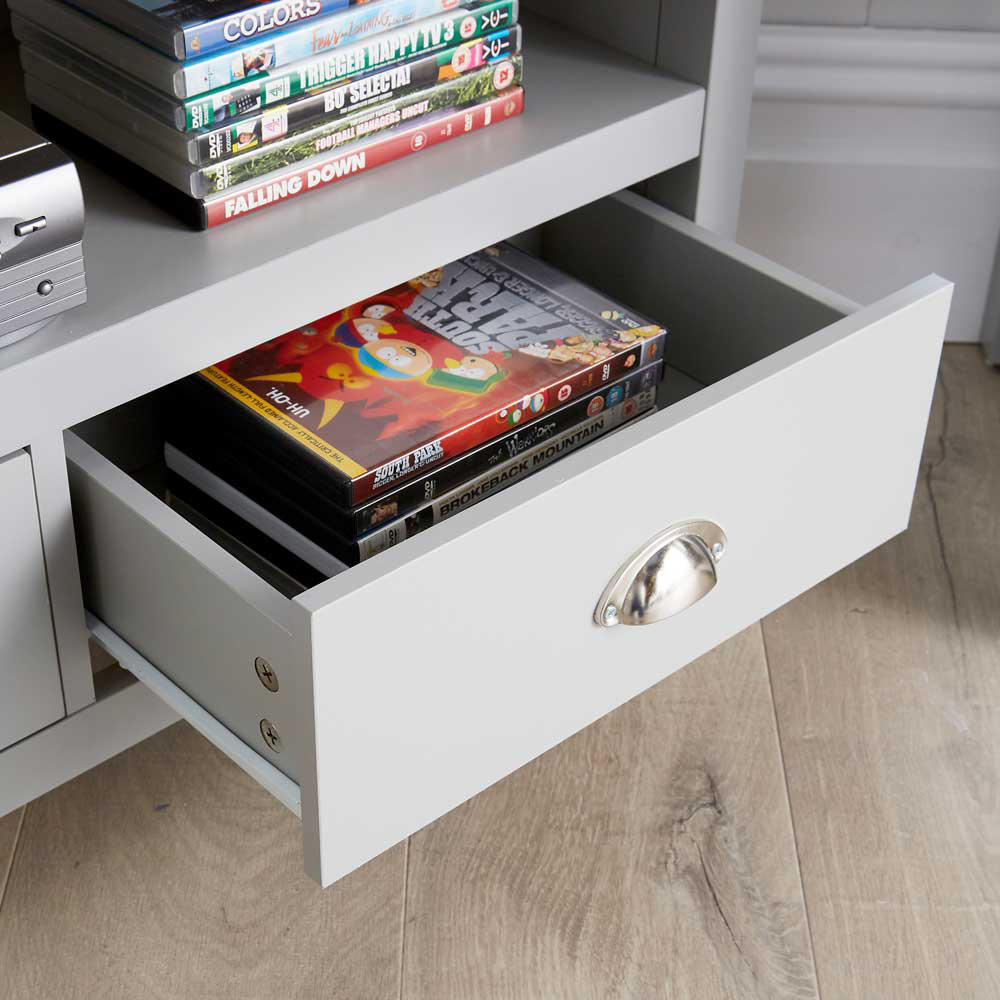 Home Source Avon 2 Drawer Single Shelf Grey Corner TV Unit Image 4