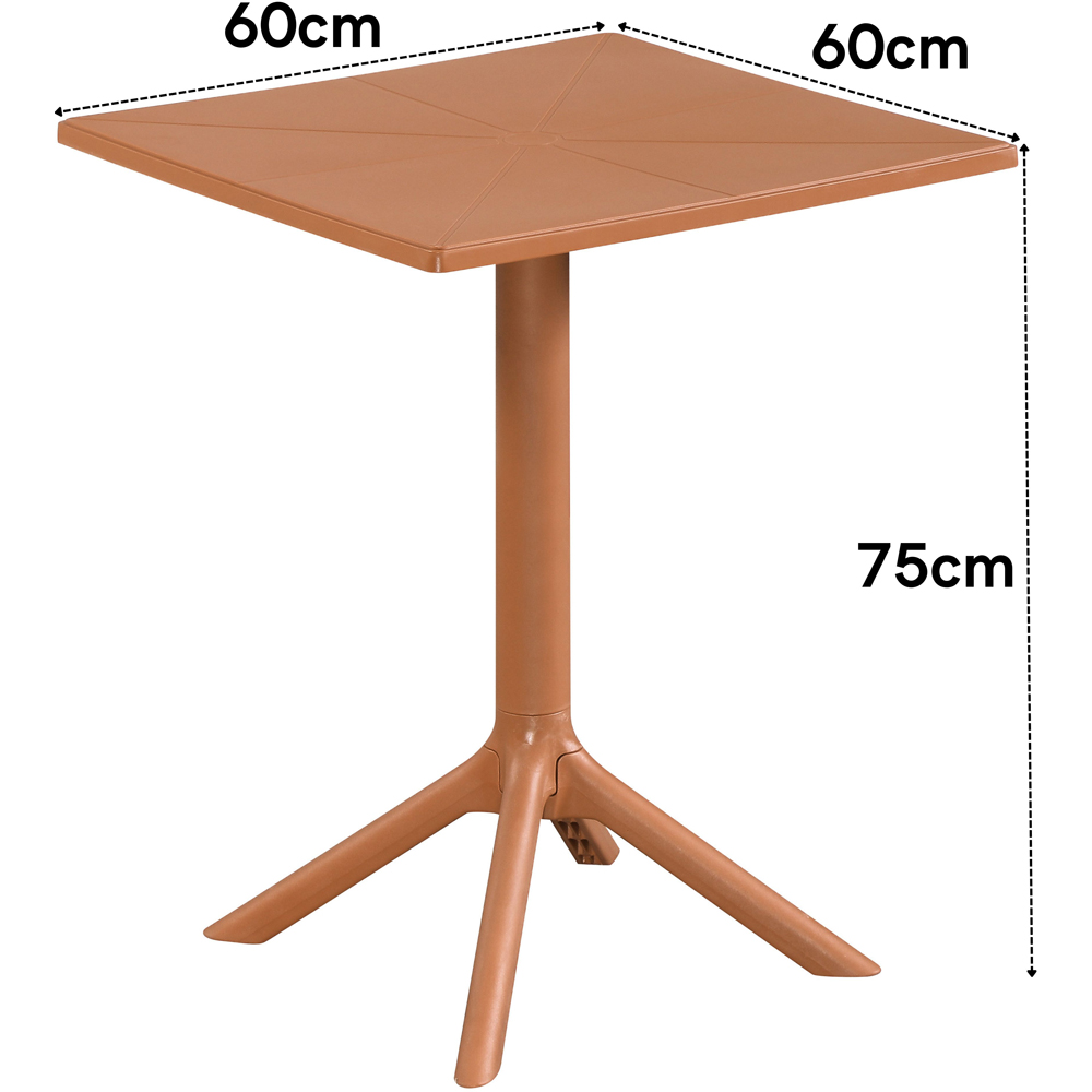 Core Products 2 Seater Terracotta Square Plastic Garden Bistro Table Image 7