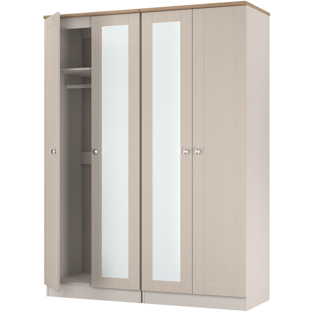 Crowndale Sussex 4 Door Kashmir Ash and Bardolino Oak Tall Mirror Wardrobe Ready Assembled Image 4
