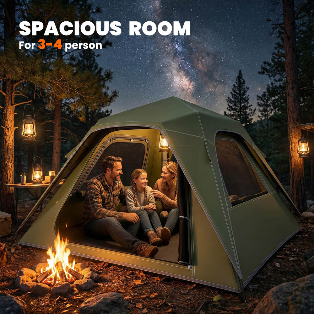 Outsunny 3-4 Person Waterproof Pop-Up Camping Tent Green Image 5
