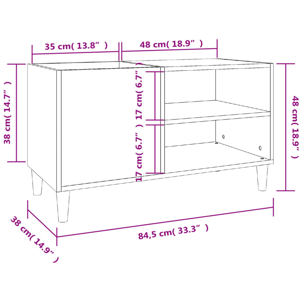 vidaXL 2 Shelf Grey Sonoma Record Cabinet Image 8