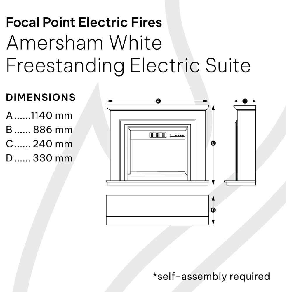 Focal Point Amersham White Electric Fire Suite Image 9