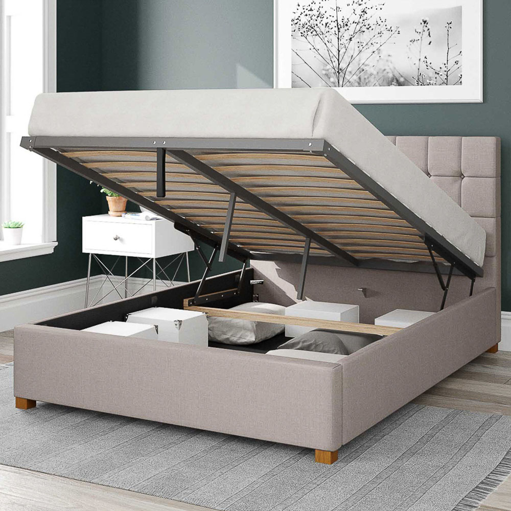 Aspire Sinatra Double Off White Eire Linen Ottoman Bed Image 2