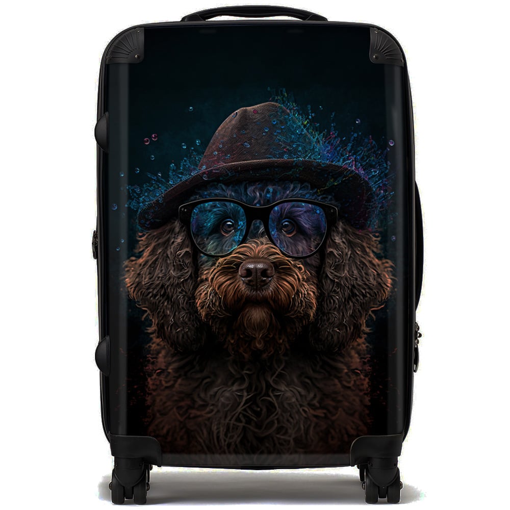 Warren Reed Designer Medium Splashart Labradoodle Dog with Glasses Suitcase Image 1