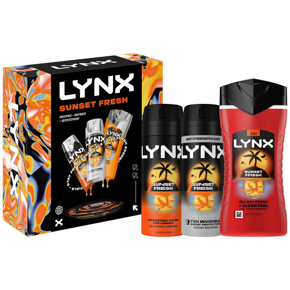 Lynx Sunset Fresh Tropical Mango and Mandarin Scent Bodywash and Bodyspray Men Trio Gift Set Image 2