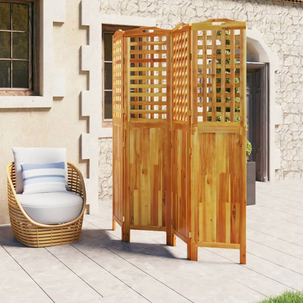 vidaXL Solid Acacia Wood 4 Panel Room Divider 162 x 2 x 180cm Image 2