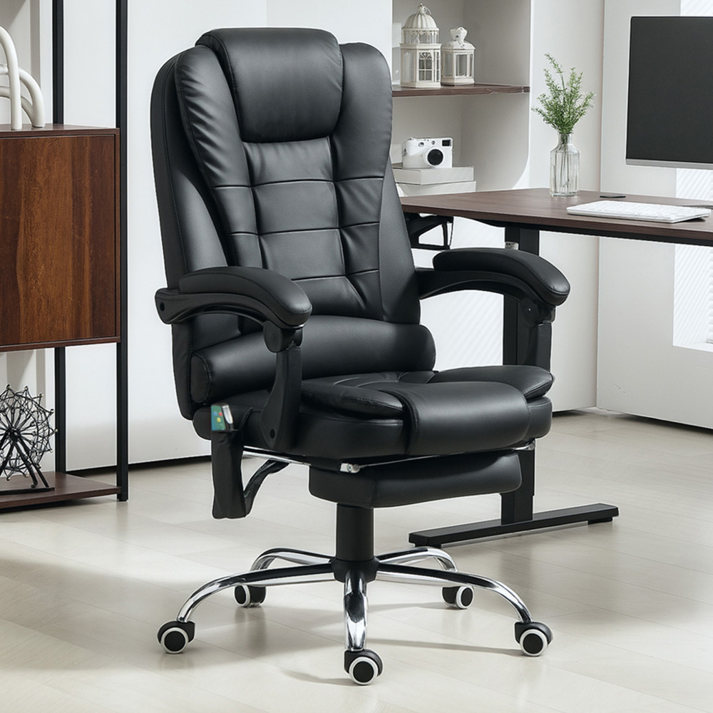 Portland Black PU Leather Ergonomic Vibration Massage and Heat Executive Office Chair Image 1