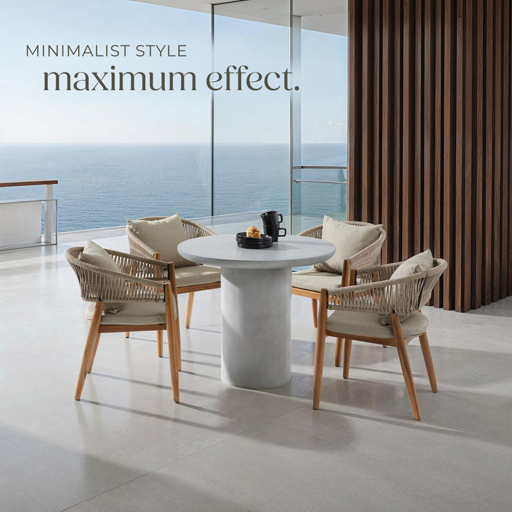 tectake Talmi Stone Grey Round Garden Table Image 7