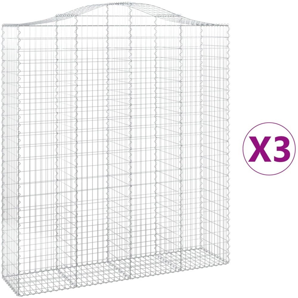 vidaXL Silver Galvanised Iron Arched Gabion Basket 200 x 50 x 220/240cm 3 Pack Image 2