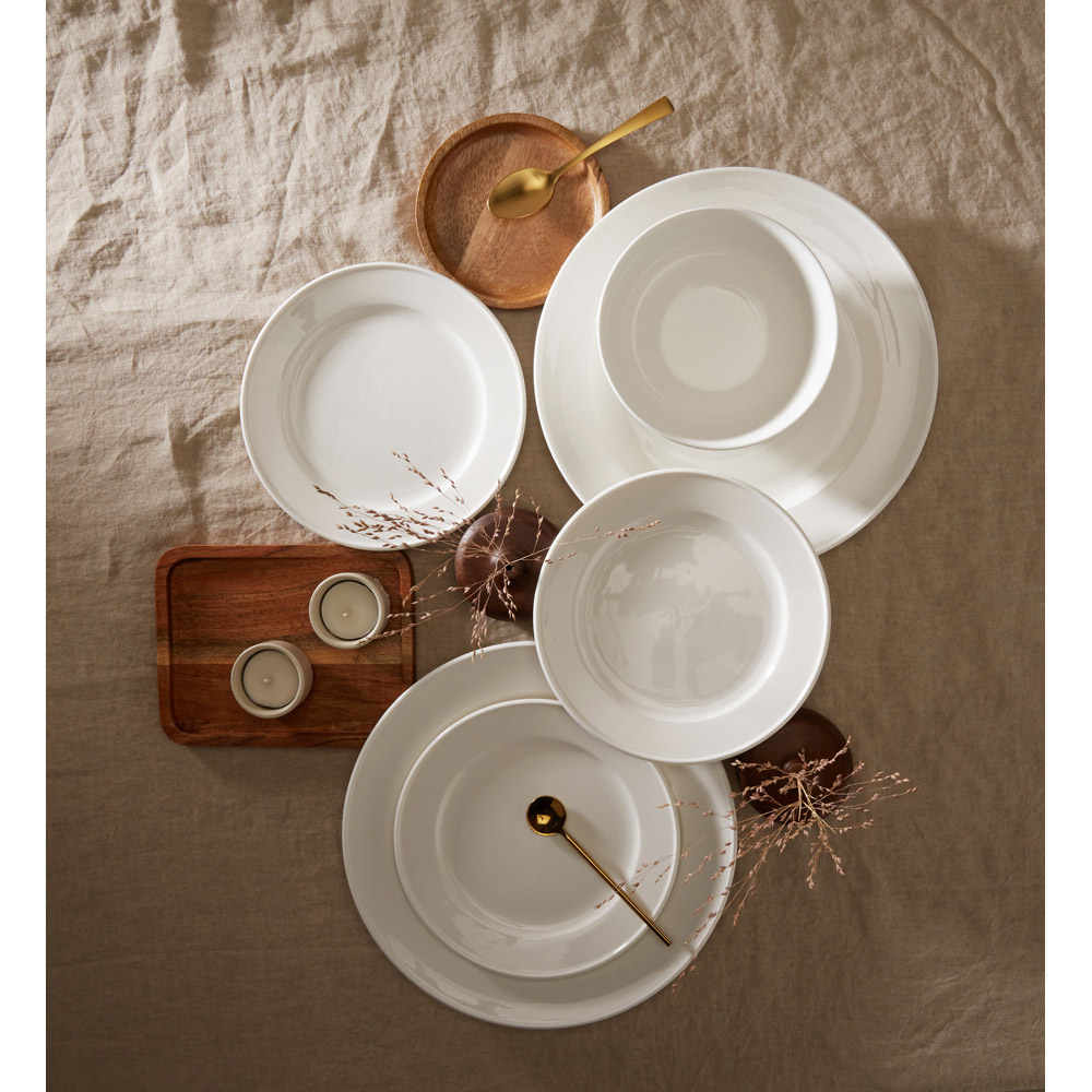 Waterside Professional Alumina White 12 Piece Porcelain Classic Rim Dinner Set Image 2