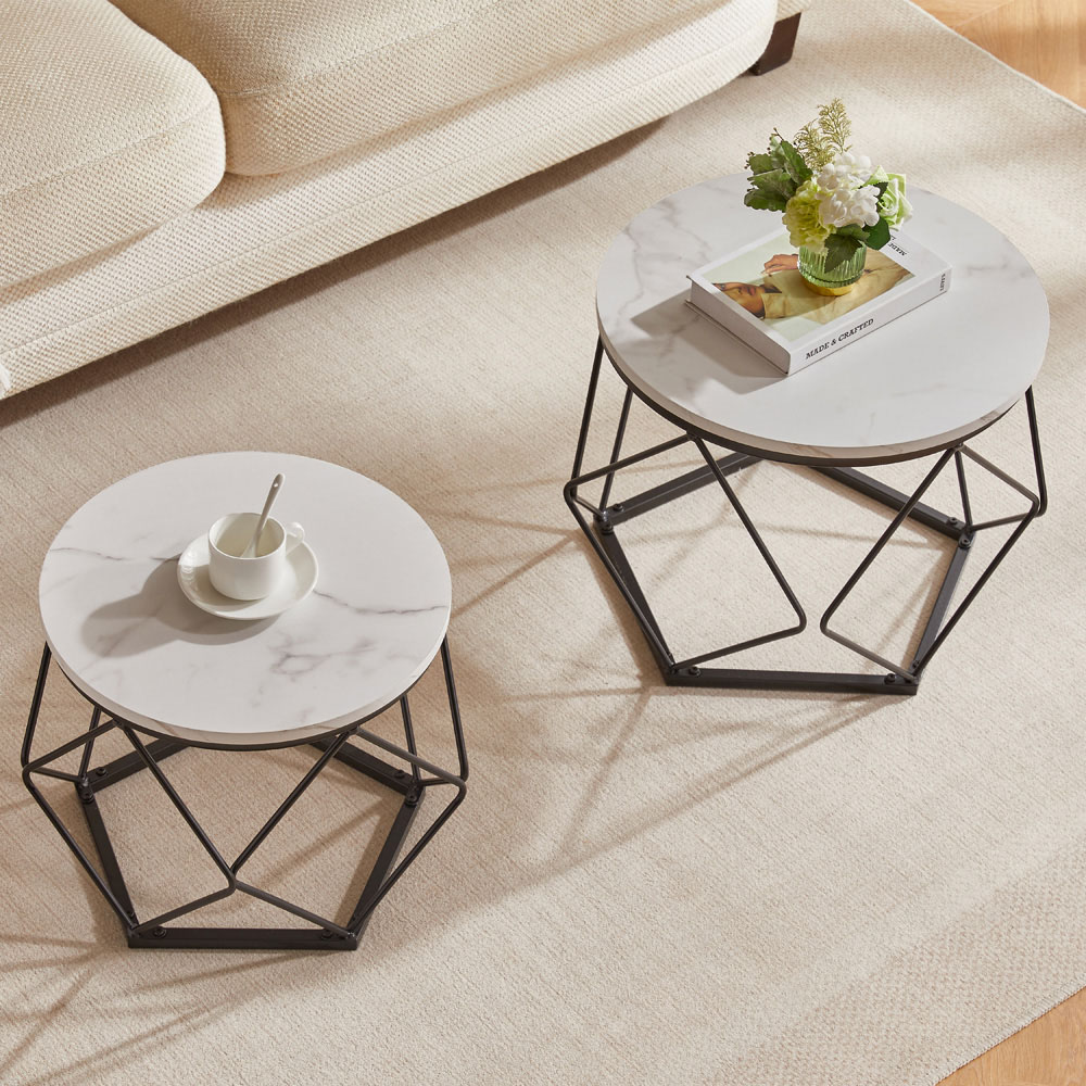 VIDA DESIGNS Brooklyn Marble Nest of Tables Set of 2 Image 4