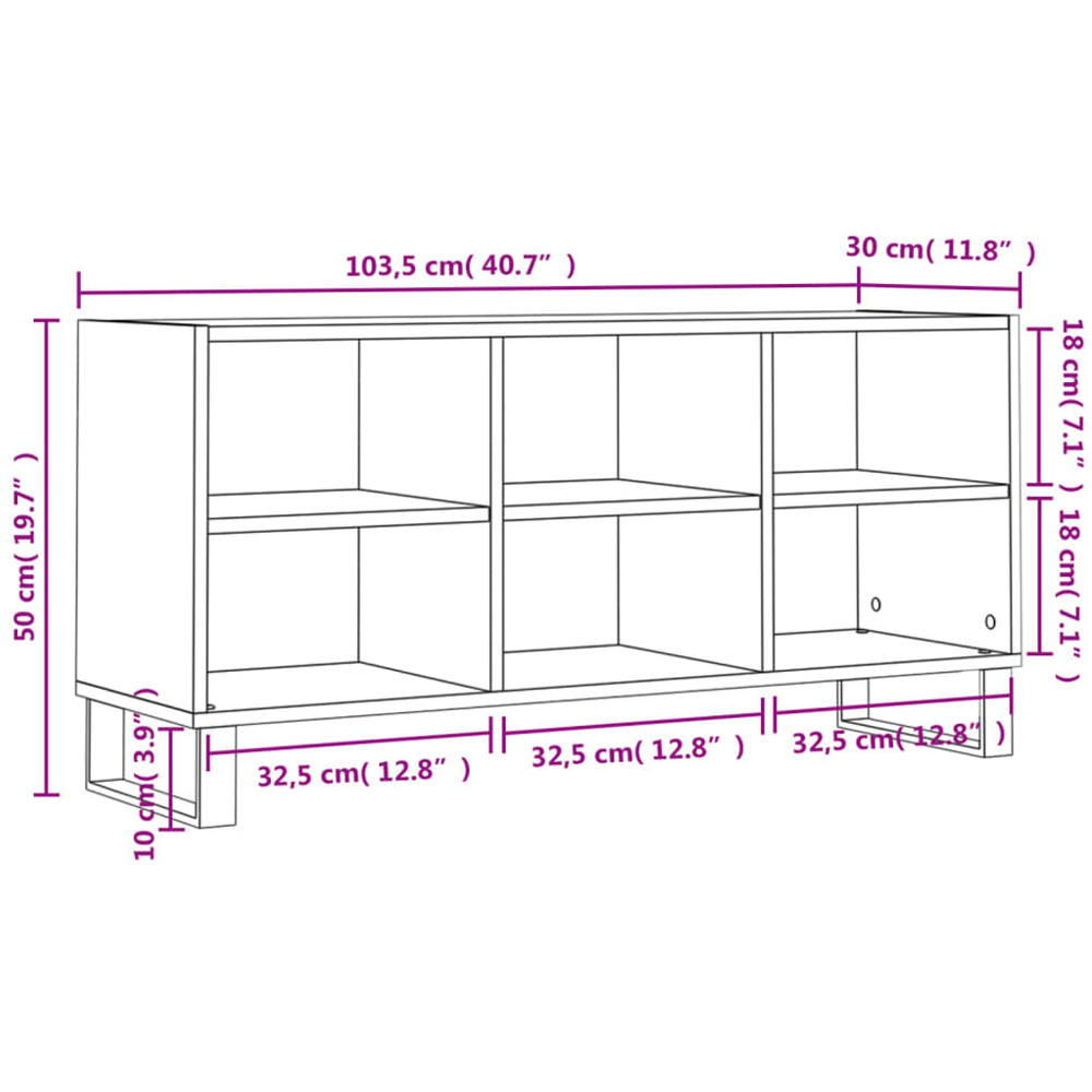 vidaXL 6 Shelf Grey Sonoma TV Cabinet Image 9