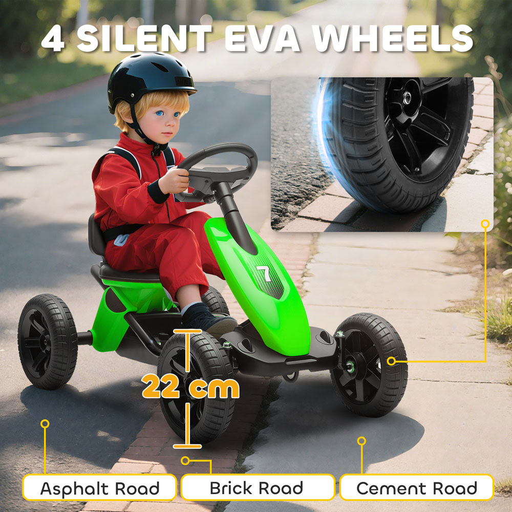 Tommy Toys Kids Pedal Go Kart with Silent EVA Wheels Green Image 6