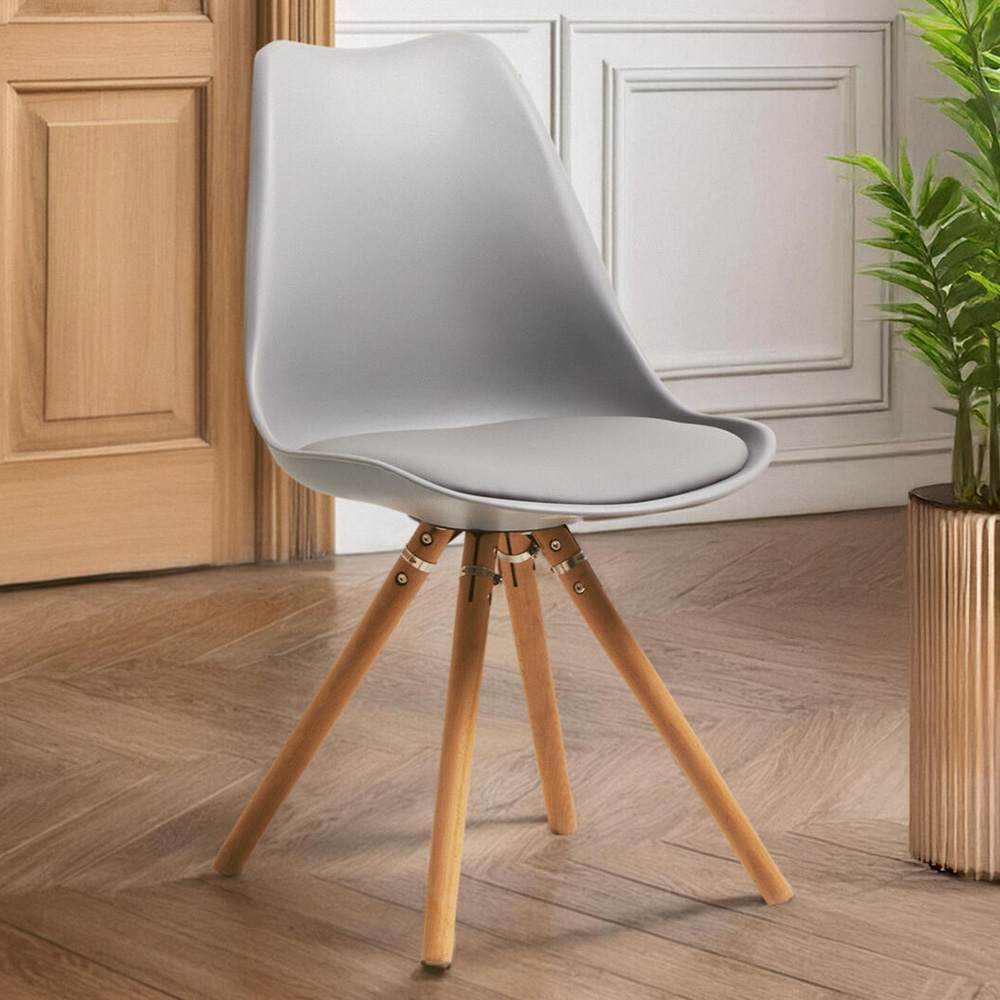 Premier Housewares Stockholm Grey Faux Leather Padded Seat Dining Chair Image 1