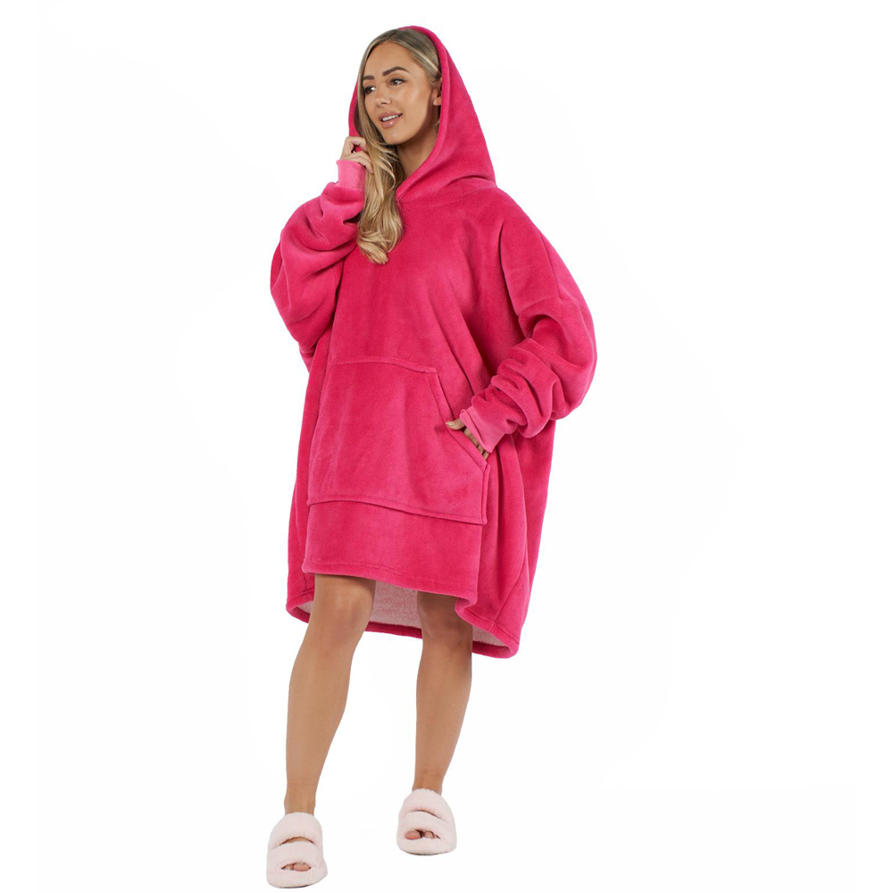 Sienna Fuchsia Sherpa Oversized Hoodie Blanket Image 3