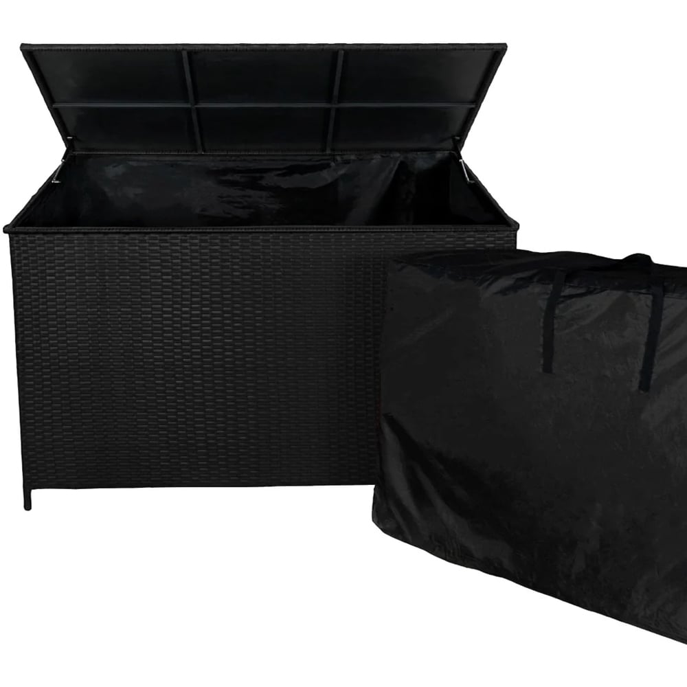 MonsterShop 9 Seater Black Rattan Corner Lounge Set with Cushion Storage Box Image 3