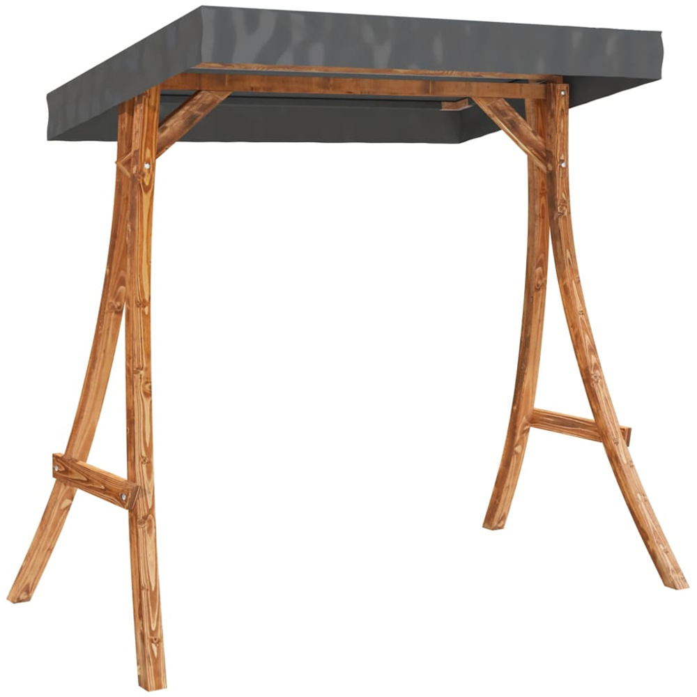 vidaXL Brown and Anthracite Solid Spruce Wood High Backrest Swing Bed with Canopy Image 5