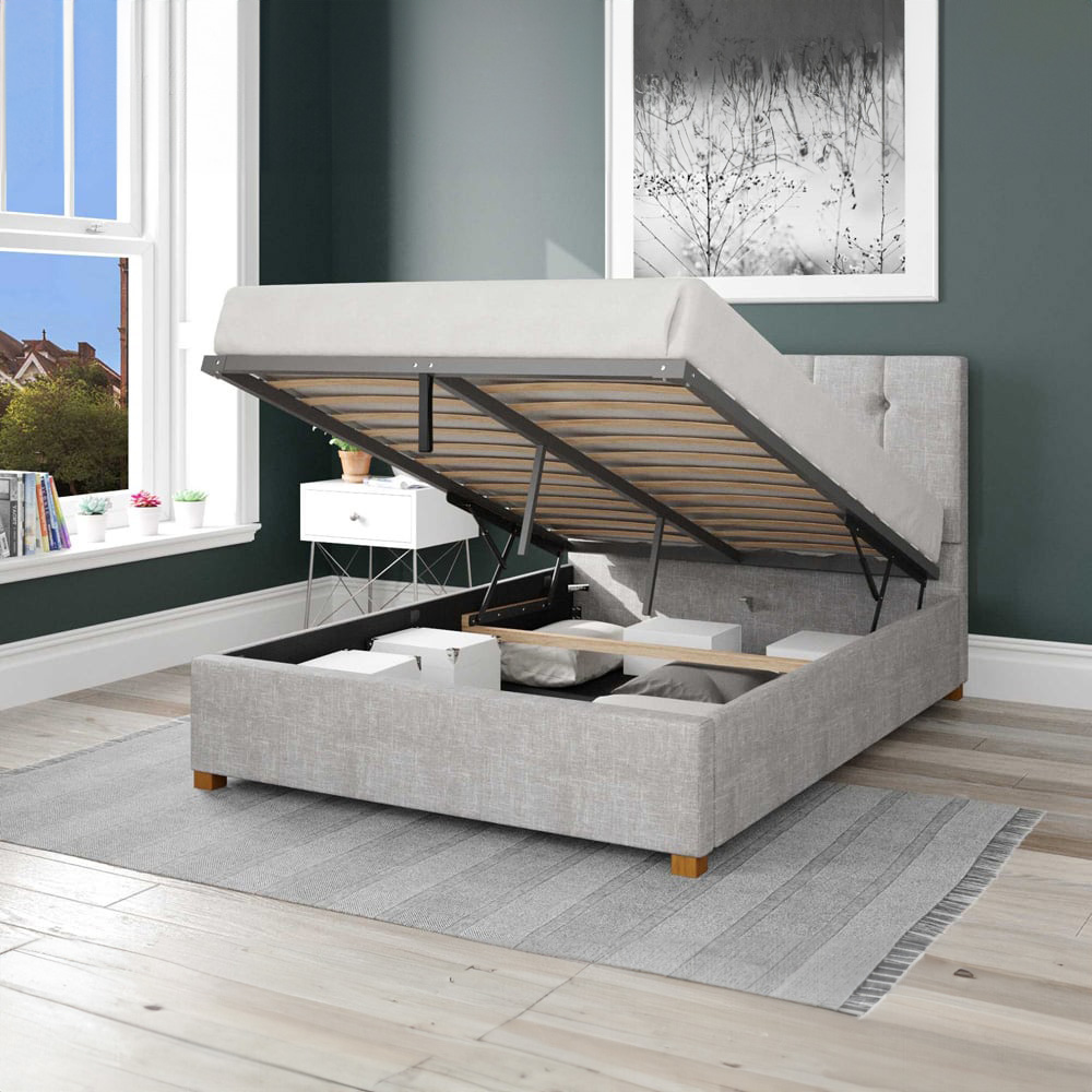 Aspire Hepburn Single Storm Pure Pastel Cotton Ottoman Bed Image 2