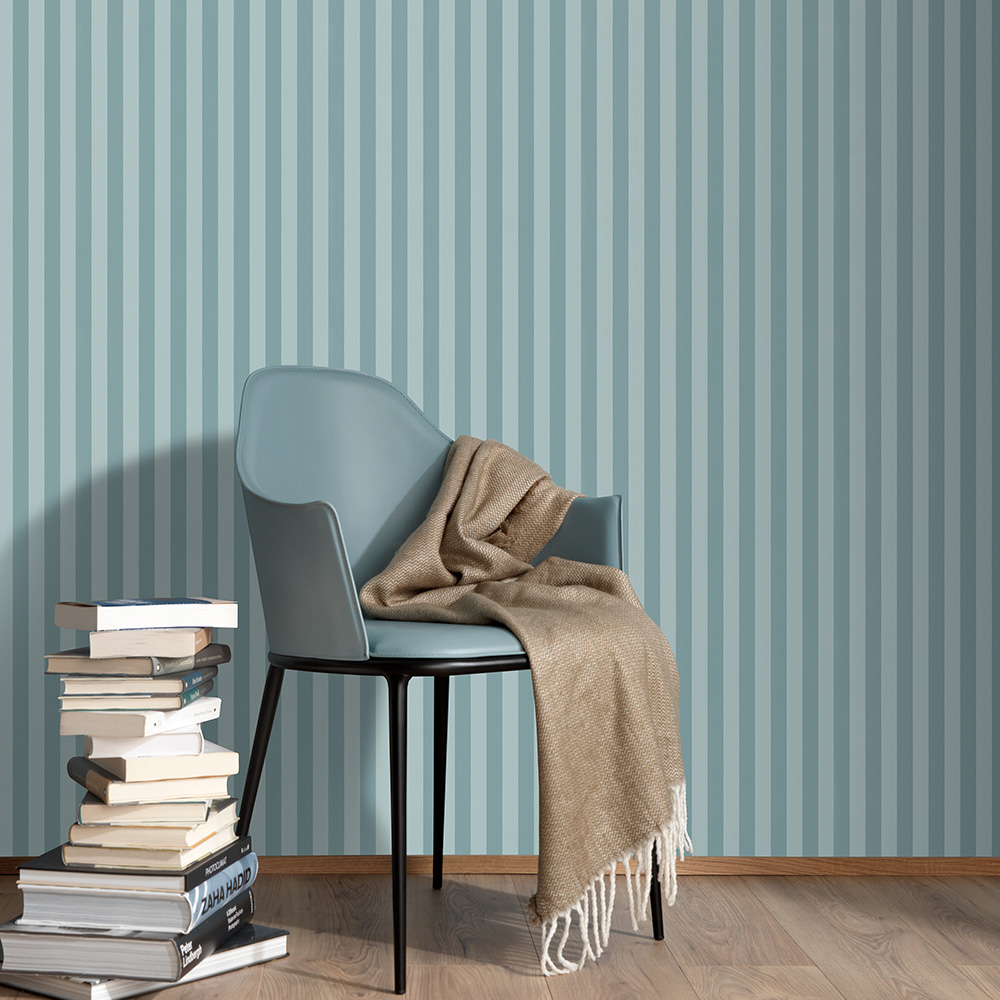 Erismann Heritage Stripe Green and Blue Wallpaper Image 3
