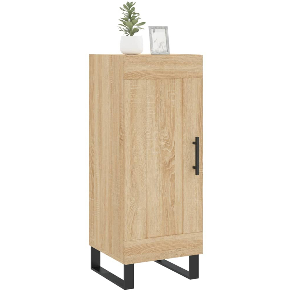 vidaXL Single Door Light Brown Sideboard with Black Handle Image 3