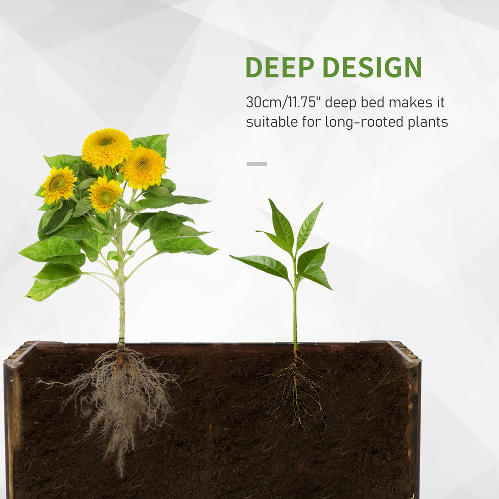 Outsunny Wooden Rectangular Raised Bed Planter 30 x 35 x 78cm Image 6
