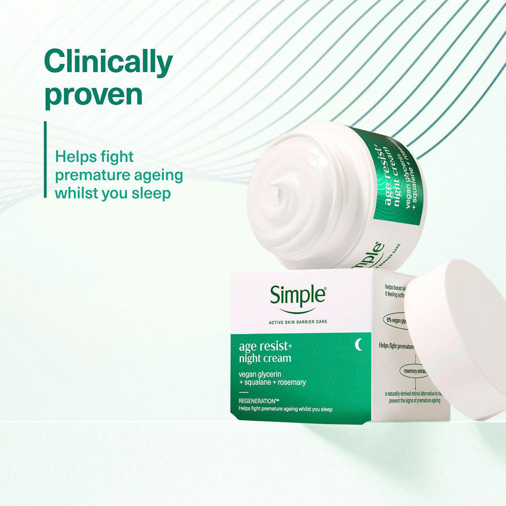 Simple Age Resist+ Anti-Ageing Hydrating Face Moisturiser Night Cream 50ml 3 Pack Image 8