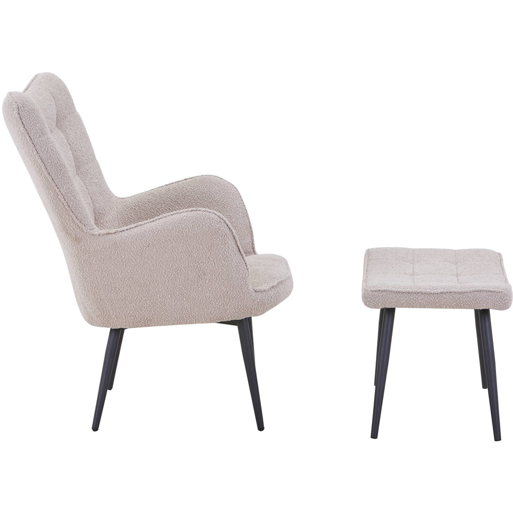 Paris Boucle Light Brown Armchair and Footstool Set Image 4