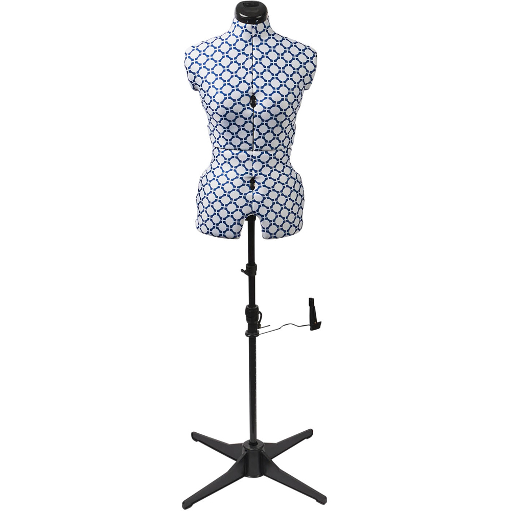 Sewing Online FG264 Blue Geometric Print Adjustable 8-Part Dressmakers Dummy Trouser Form Medium Image 2