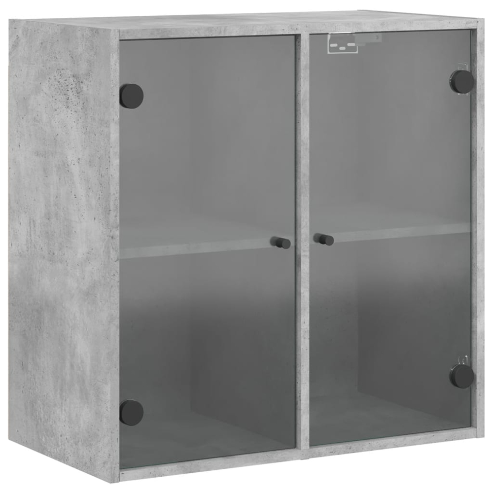 vidaXL 2 Door Concrete Grey Glass Wall Cabinet Image 2