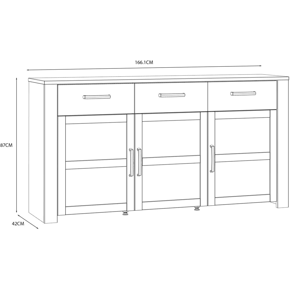 Florence Bohol 3 Door 3 Drawer White Riviera Oak Sideboard Image 8