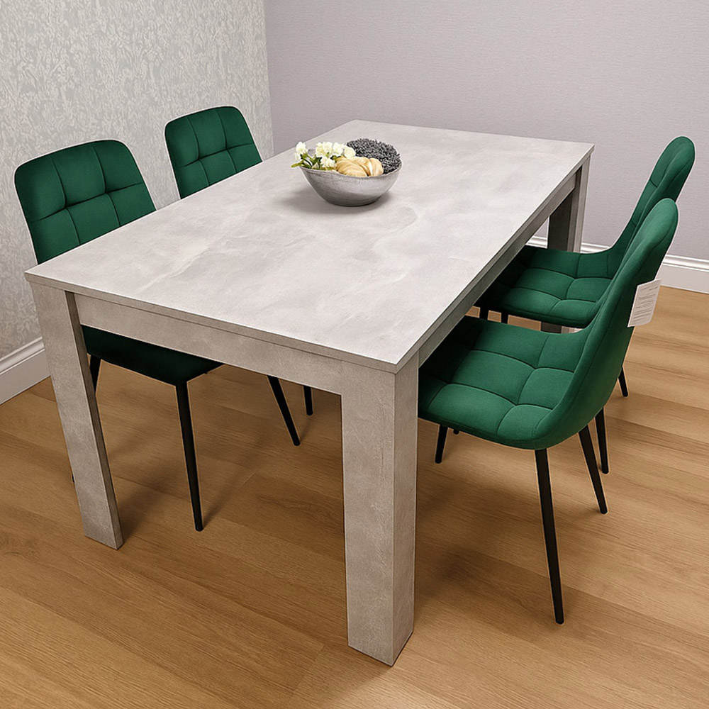 Kosy Koala Rocco 4 Seater Tufted Velvet Dining Set Stone Grey and Green Image 1