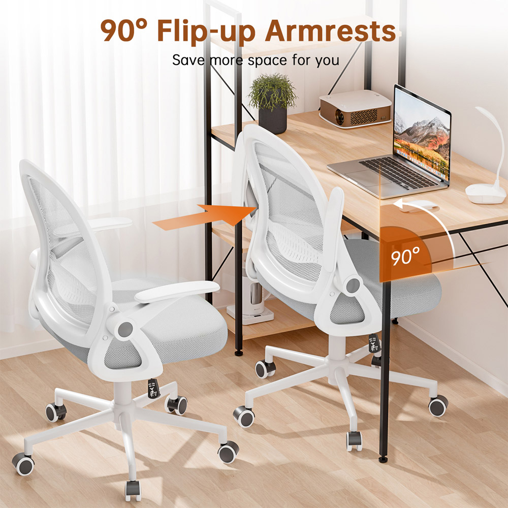 Rattrix Grey Mid-Back Mesh Office Chair with Flip-Up Armrests Image 5