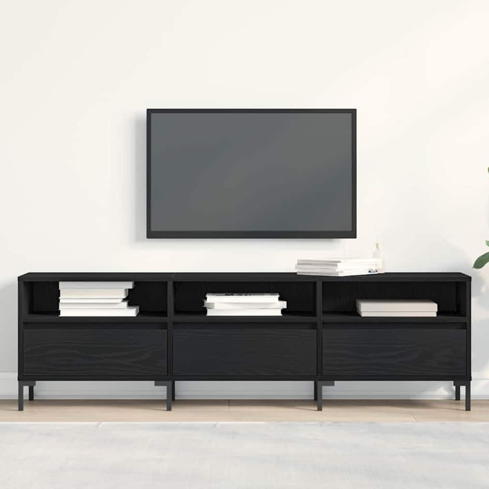 vidaXL 3 Door 3 Shelf Black Oak TV Cabinet Image 1
