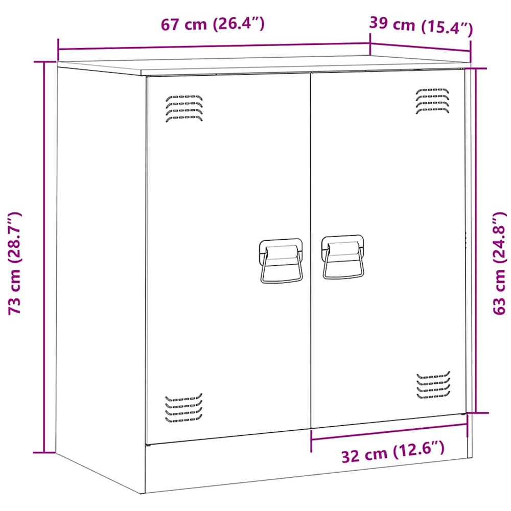 vidaXL 2 Door Pink Steel Sideboard Image 6