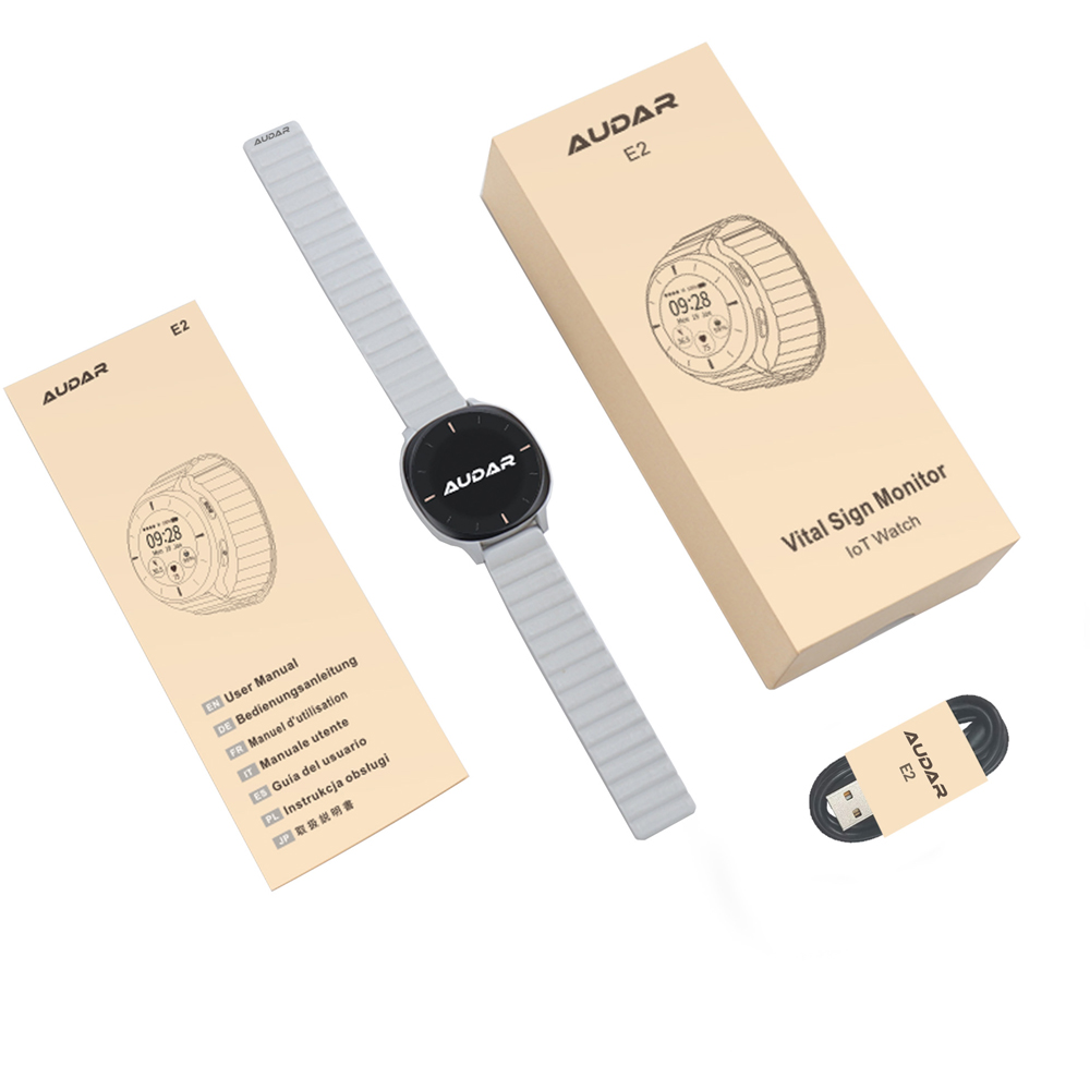 Audar E2-GB Grey and Black IoT Vital Sign Monitor Watch with Fall Detection and GPS SOS Alerts Image 5