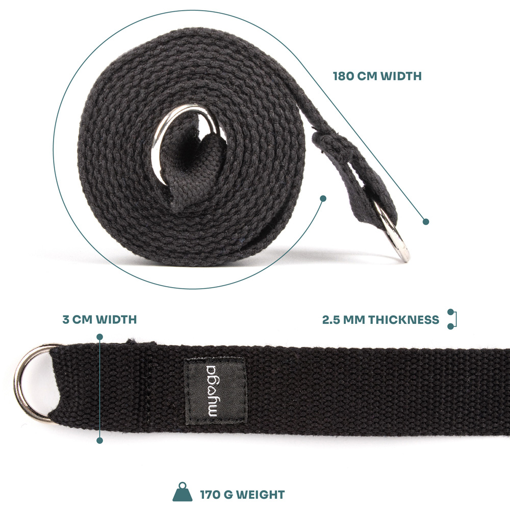 Myga Black Yoga Entry Mat with 2 Blocks and Strap Image 2
