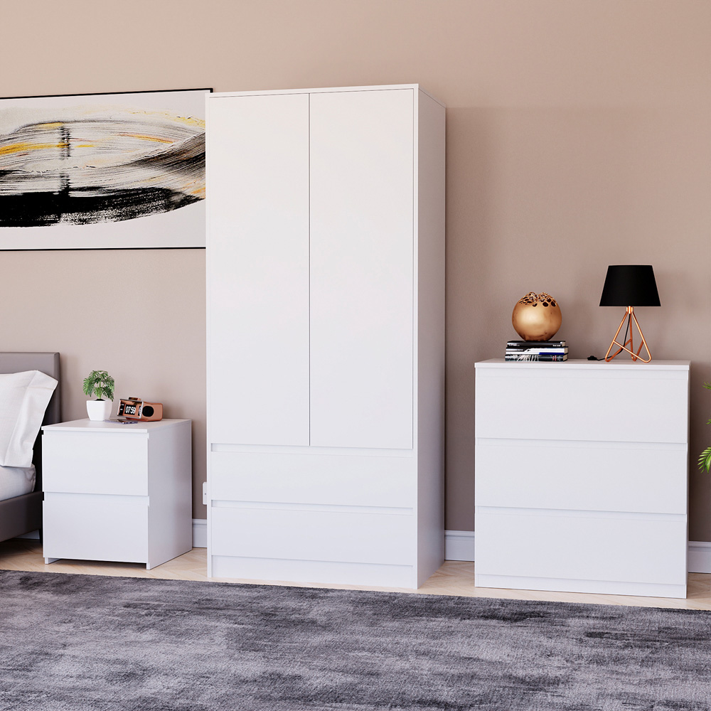 Vida Designs Denver White 3 Piece Bedroom Furniture Set Image 3