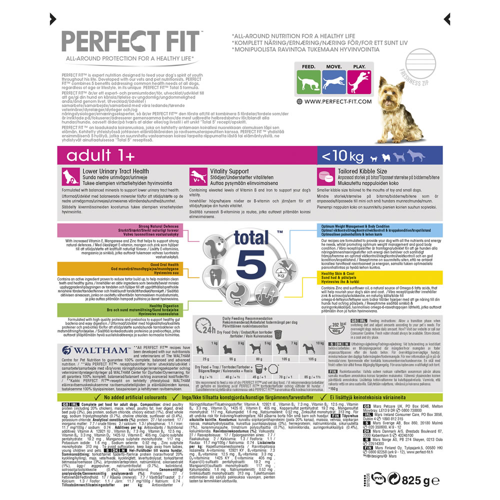 Perfect Fit Adult 1+ Chicken Flavour Complete Dry Dog Food 825g Image 2