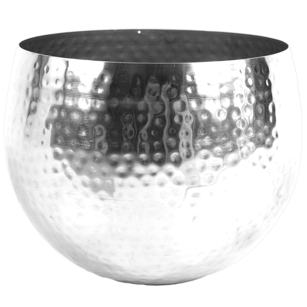 Leaf Hammered Silver Metal Planter 22 x 18cm Image 1